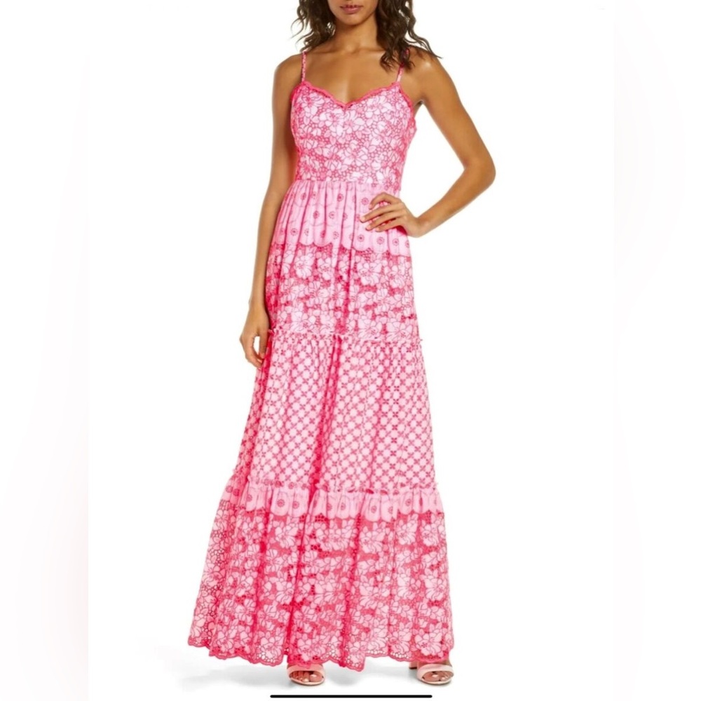 Lilly Pulitzer Garden Gate Eyelet Kyla Maxi Dress Size 14
